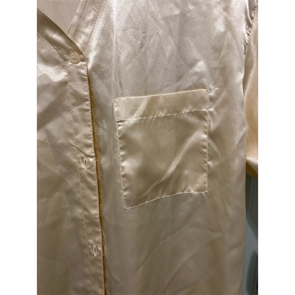 Winlar Womens Satin Sleepshirt Nightgown Beige Button Front Plus Size 2XL - Picture 2 of 6